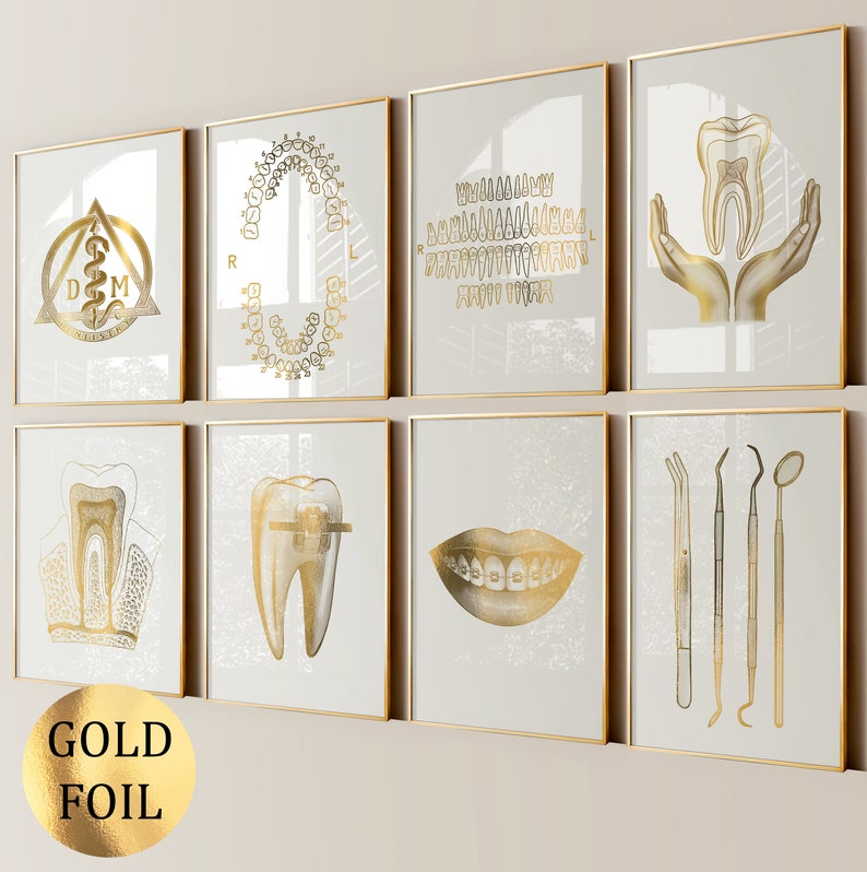 8 Dental Posters Dentistry Art Dentist Office Gift Dental Care Art