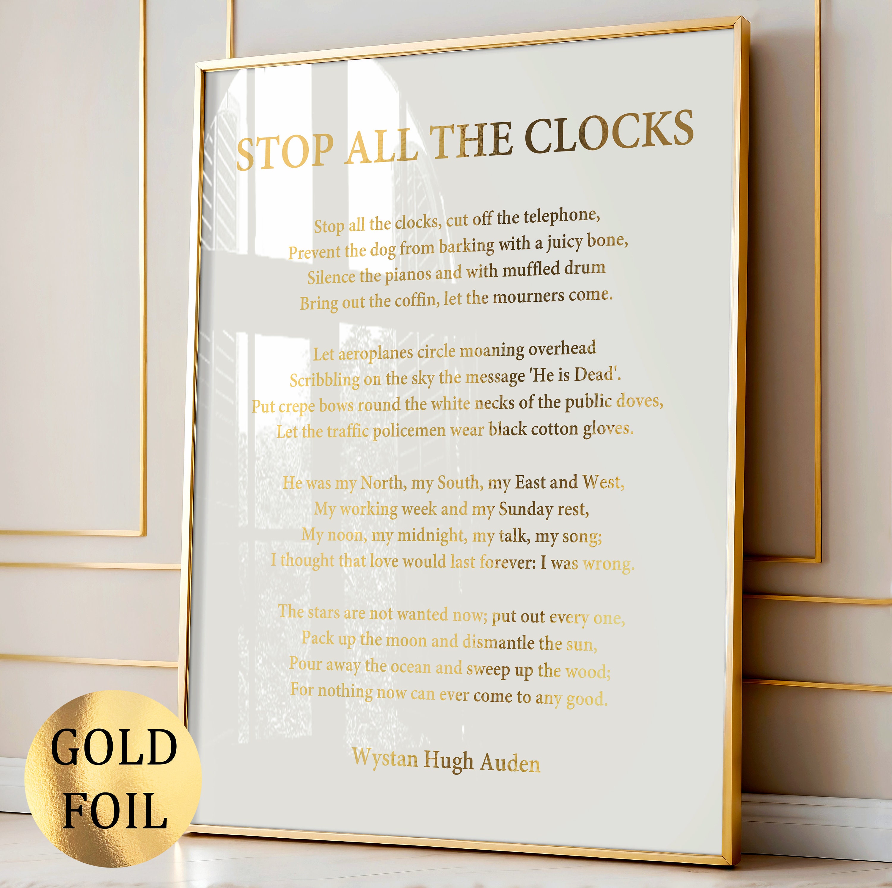 Stop All the Clocks Poem by W H Auden, Poem Art, Funeral Blues, Sad