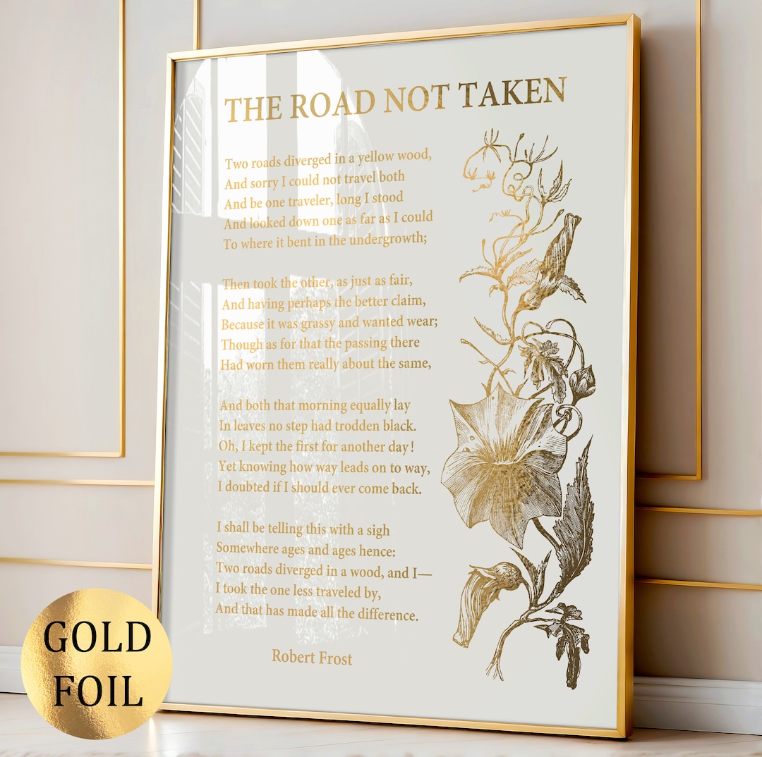 The Road Not Taken by Robert Frost, Poem Art, Verse Poster, Literature