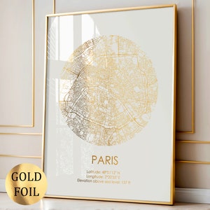 Gold Paris Karte Kunst Goldfoliendruck Paris Wanddekor Stadt Karte Straßenkarte Reisende Geschenk Hauswanddekor Wohnzimmer Wandkunst Moderne Wandkunst