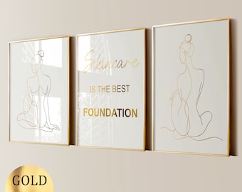 3 Skincare Posters, Dermatologist Gift, Beauty Art, SPA Procedures, Skin Treatment, Beauty Salon Decor, Esthetician Gift, Beautician Gift