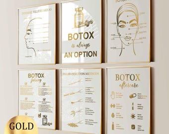 6 Botox Injection Posters Beauty Treatment Art Dermal Filler Poster Cosmetic Skin Procedures Beauty Salon Decor Med SPA Dermatologist Gift