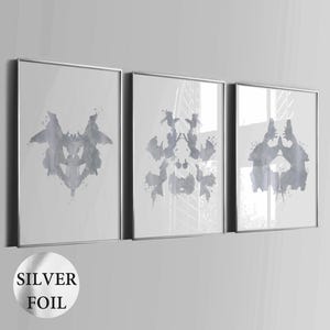 Set 3 Rorschach Test Art Rorschach Inkblots Psychiatry Test Scientific Art Rorschach Medical Wall Decor Psychologist Office Gift Silver Foil