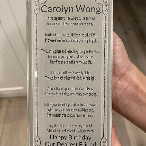 Personalized Poem Glass Momento