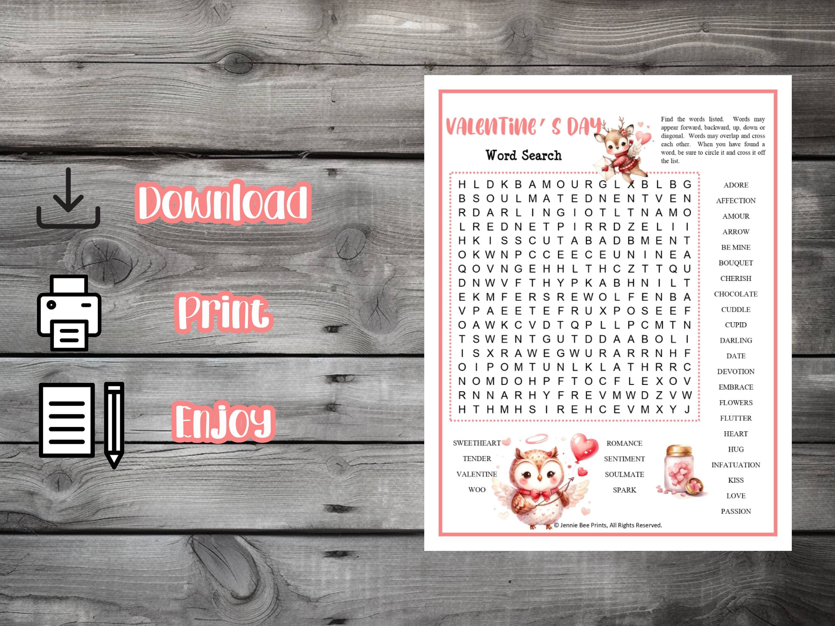 Valentine's Day Word Search Puzzle, Family Friendly Fun Printable ...