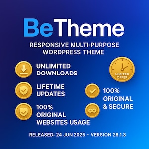 BeTheme - レスポンシブ多目的WordPressテーマ、生涯アップデート、GPL、最新リリース、WordPressプレミアムテーマ、無制限のサイト数