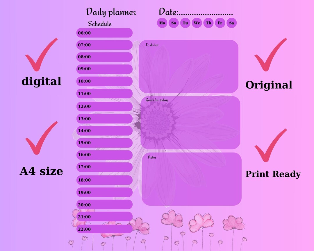 Digital Planner Printable Planner Floral Digital Planner Etsy