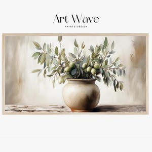 Samsung Frame TV Art  | Vintage Olive Tree Painting | Rustic Farmhouse Print | Mediterranean Art Painting | Vintage Mediterranean