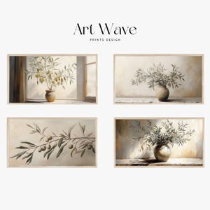 Samsung Frame TV Art Set Of 4  | Vintage Olive Tree Painting | Rustic Farmhouse Print | Mediterranean Art Painting | Vintage Mediterranean