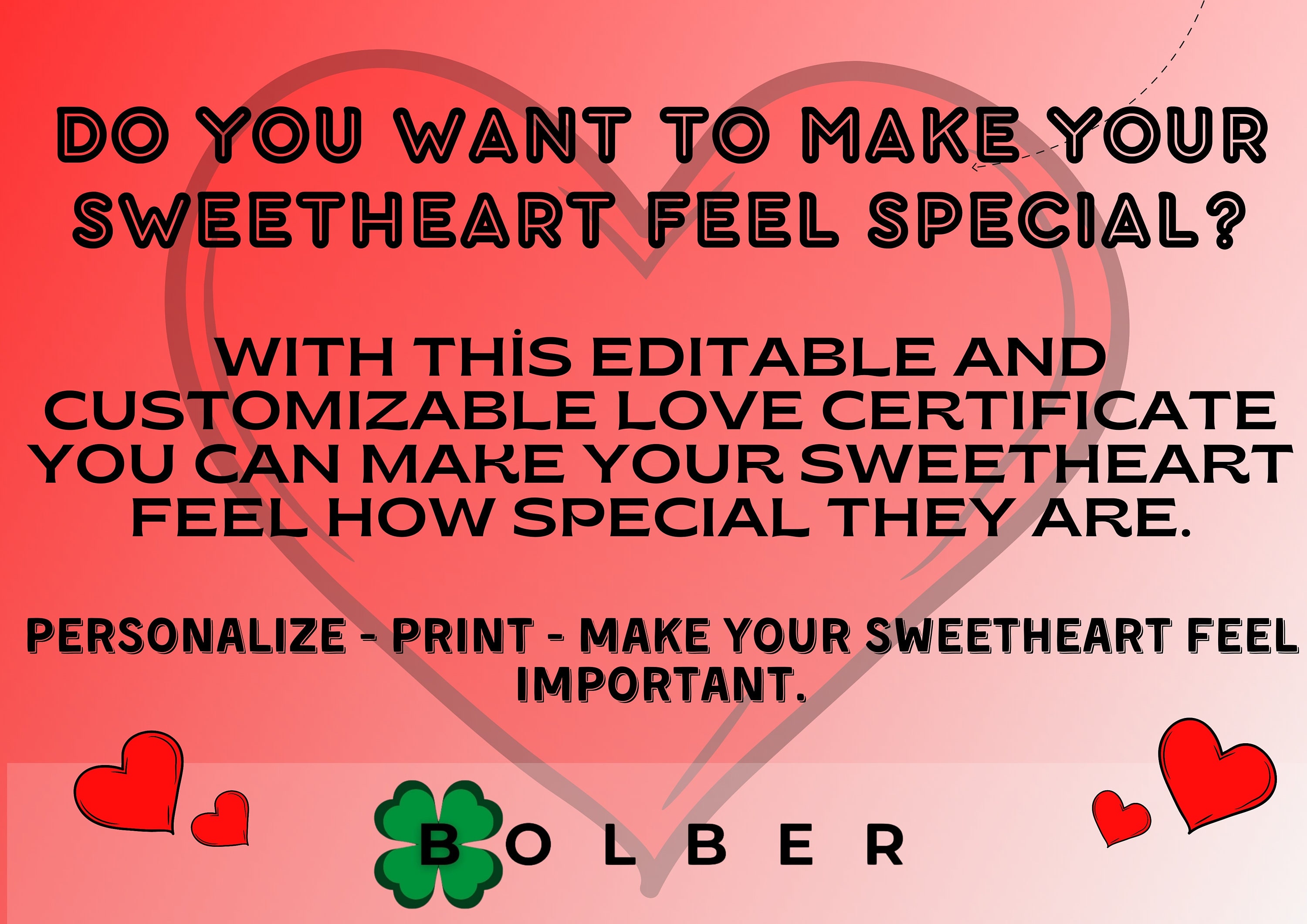 Declaration of Love Certificate Gift,award Certificate,printable Love