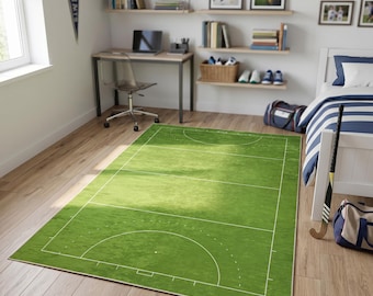 Alfombra lavable personalizada para campo de hockey sobre césped.