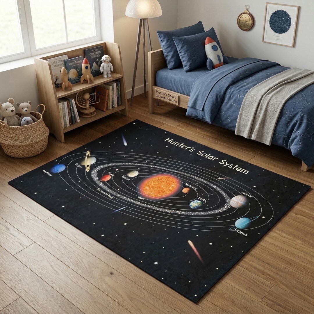 Solar Systen Rug Personalized Washable Solar System Area Rug for Kids Nursery Decor - Etsy