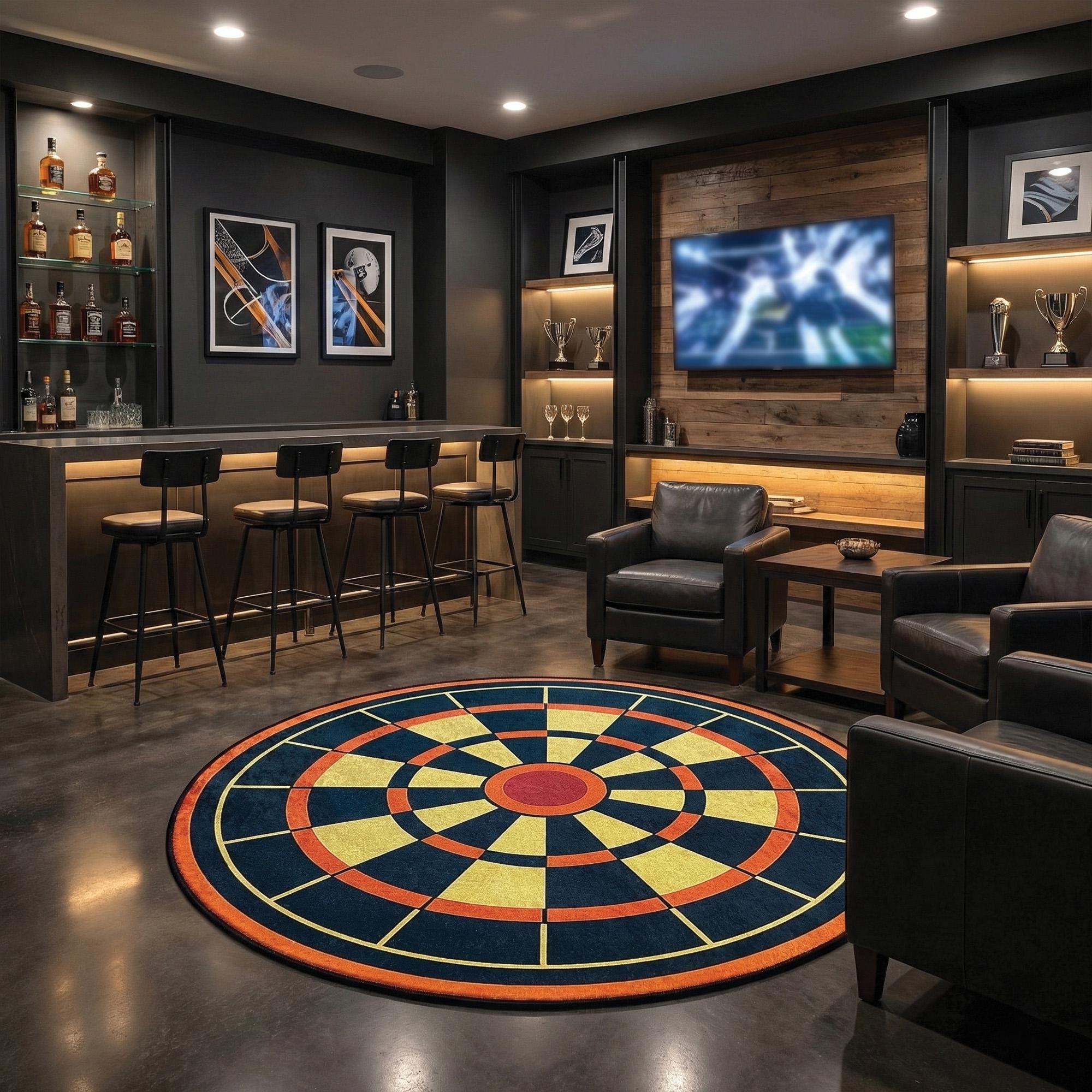Washable Dart Board Round Rug for Game Room and Man Cave Floor Decor - Etsy