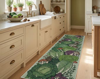 Tappeto Kilim antiscivolo per cucina da giardino con cavolo Cottagecore