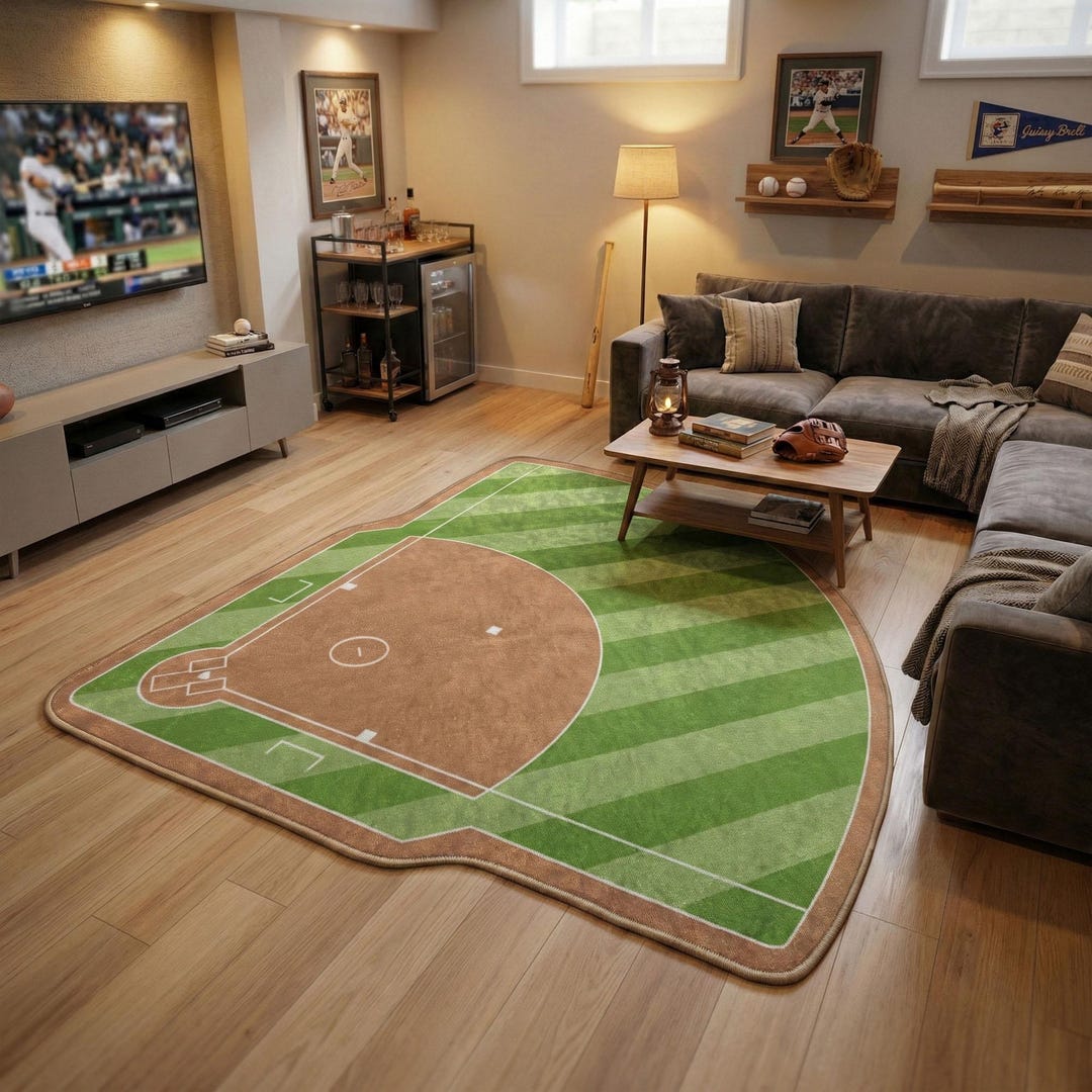 Softball Rug Personalized Washable Softball Field Area Rug - Etsy