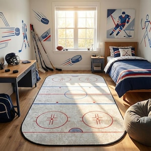 Custom Ice Hockey Rink Washable Area Rug image 1
