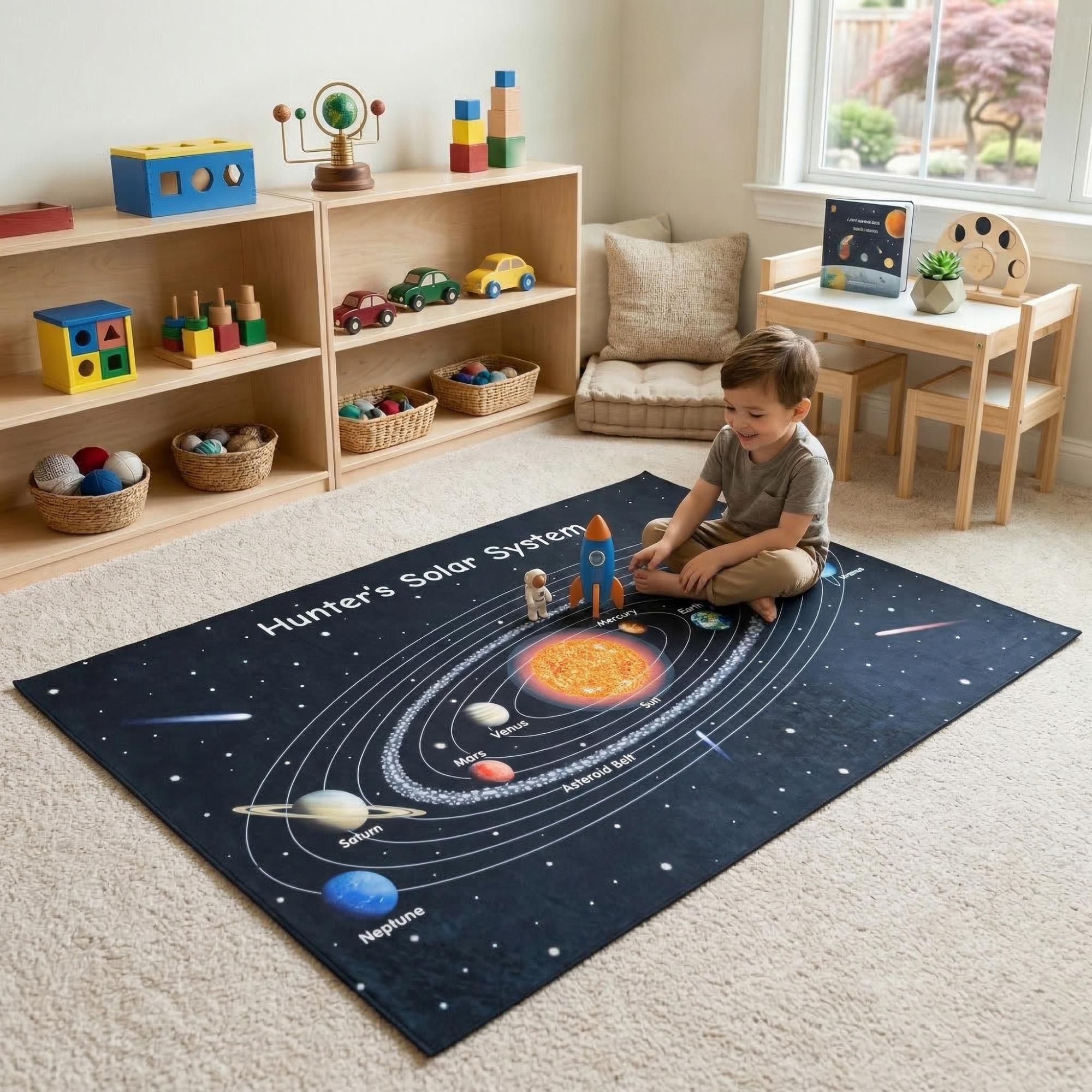Solar System Rug Rectangle Personalized Washable Solar System Area Rug for Kids Nursery Decor - Etsy