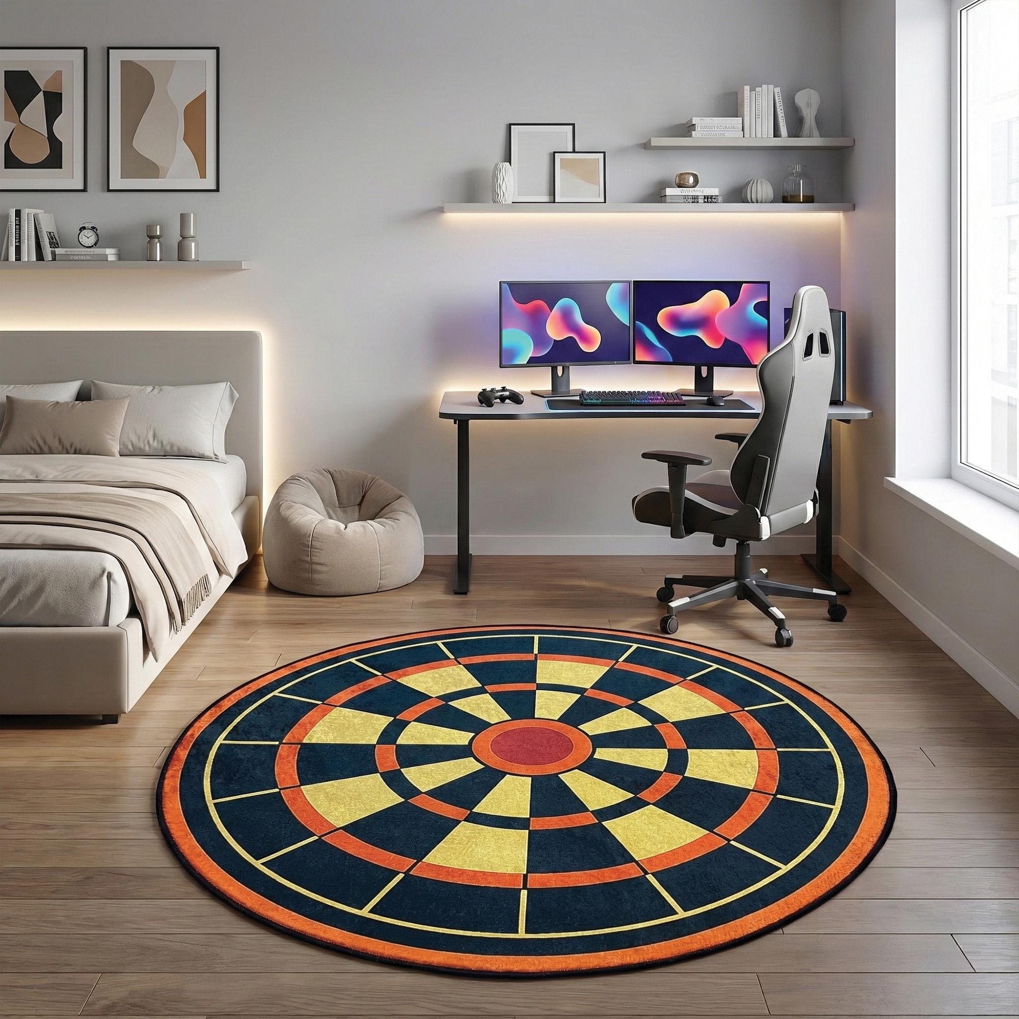 Washable Dart Board Round Rug for Game Room and Man Cave Floor Decor - Etsy