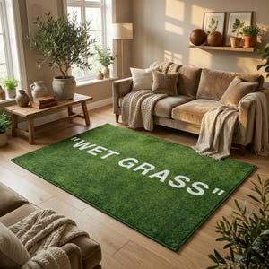 ikea off white rug wet grass