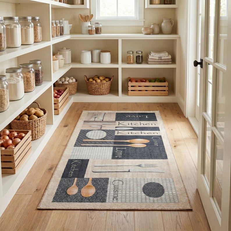 Kitchen Rugs Options Customizable Rustic Cuisine Washable Kitchen Rug; Non-slip Backing ...