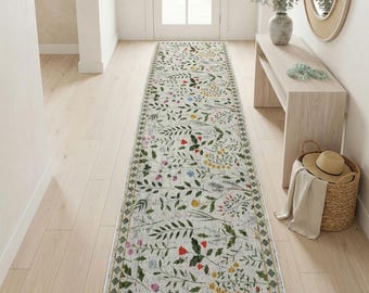 Wildflower Meadow Machine Washable Kilim Runner Rug