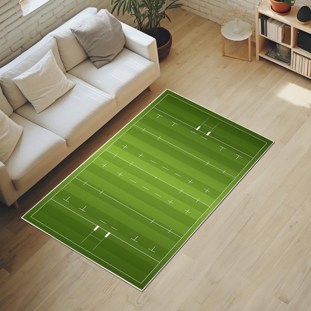 Personalized Rugby Field Rug With Optional Team Logo – Fun Custom ...