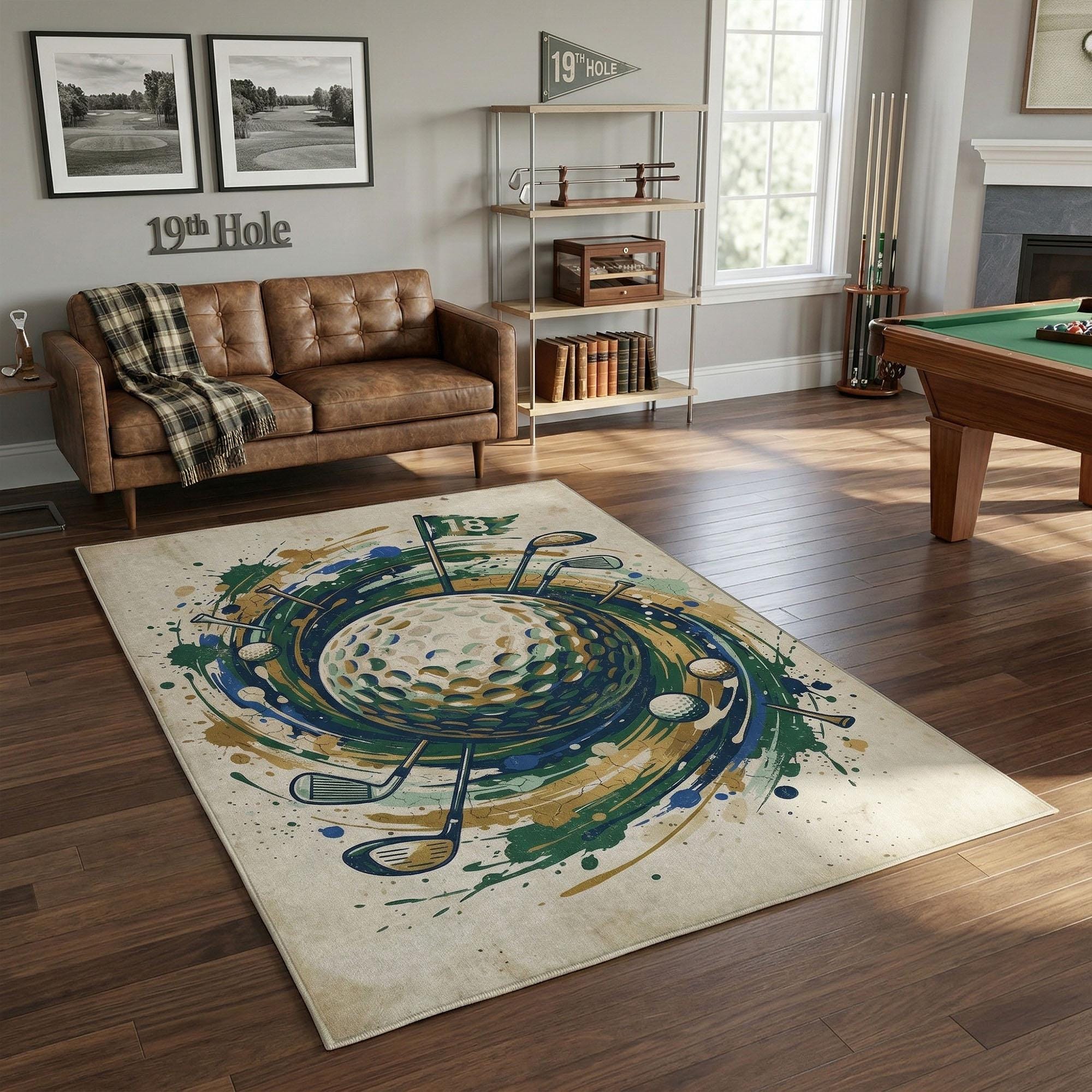 Vintage Golf Splash Area Rug, Washable Country Club Decor (non-slip ...
