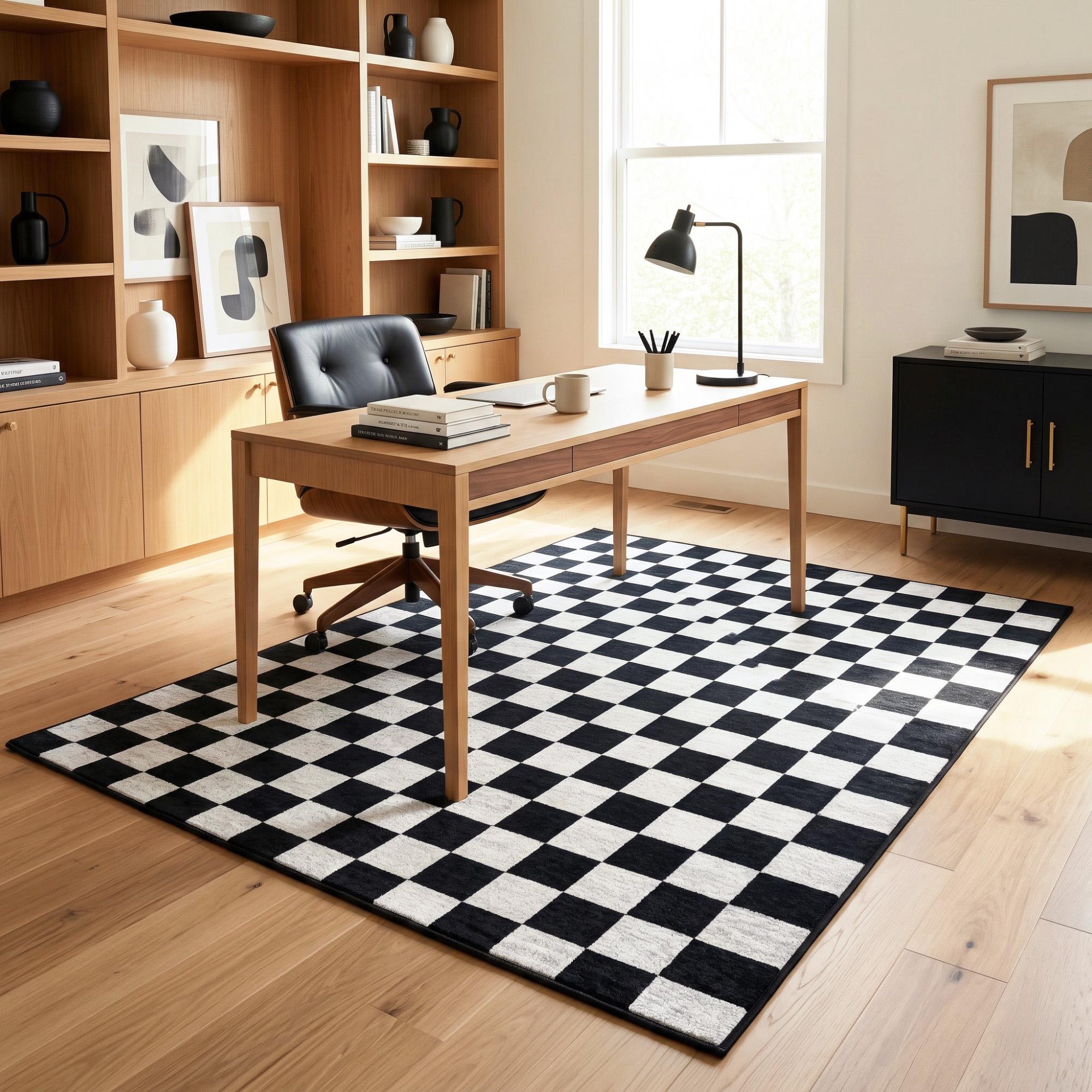 Black and White Checkerboard Machine Washable Area Rug - Etsy
