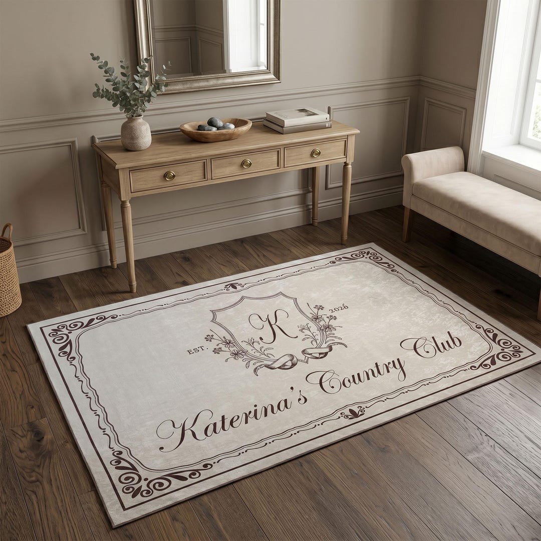 Personalized Family Name Rug With Custom Monogram and Established Year ...