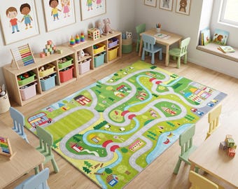 Tappeto da gioco antiscivolo e lavabile con mappa stradale della città