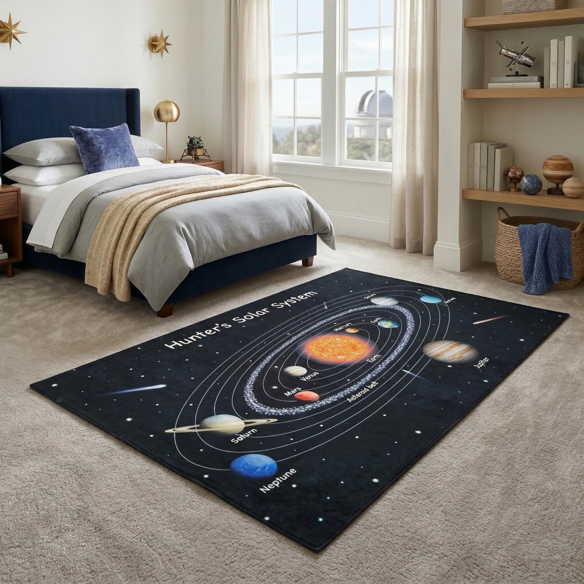 Solar Systen Rug Personalized Washable Solar System Area Rug for Kids Nursery Decor - Etsy