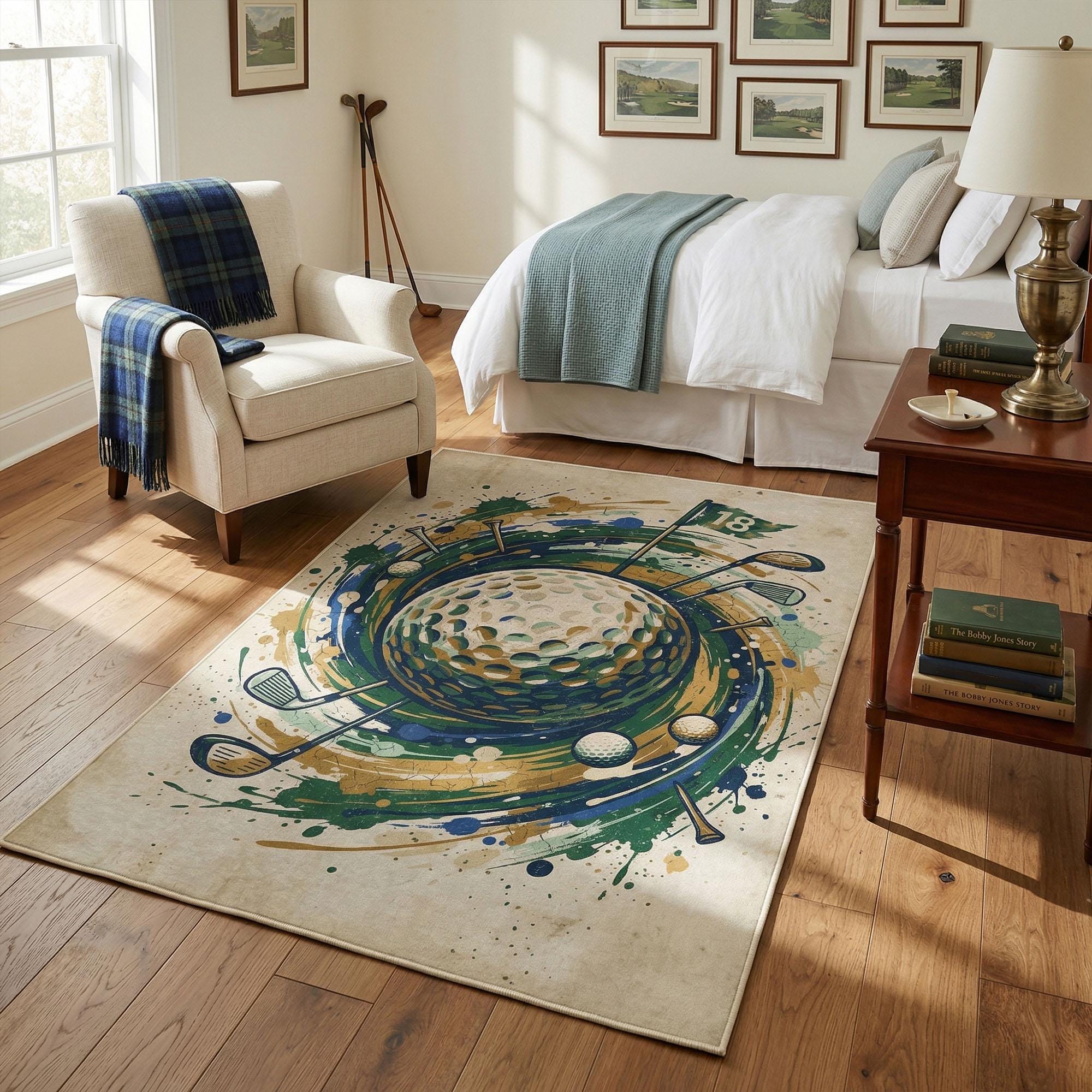 Vintage Golf Splash Area Rug, Washable Country Club Decor (non-slip ...