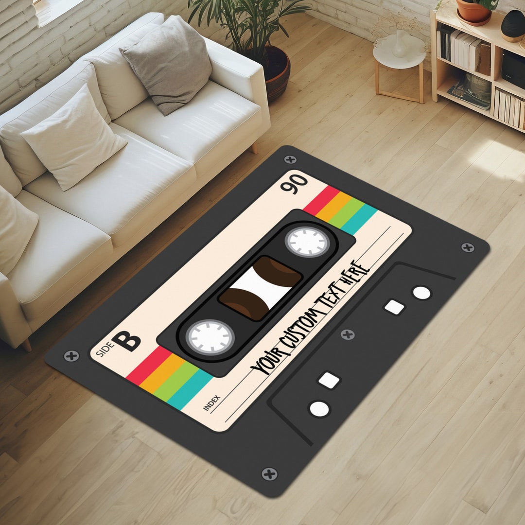 Vibrant Customizable Retro Classic Cassette Tape Printed Area Rug ...