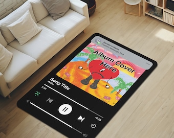 Customizable Music App Rug With Optional Pop-Up Message Printed Area Rug; Personalized Music Decor; Perfect Gift for Music Lovers