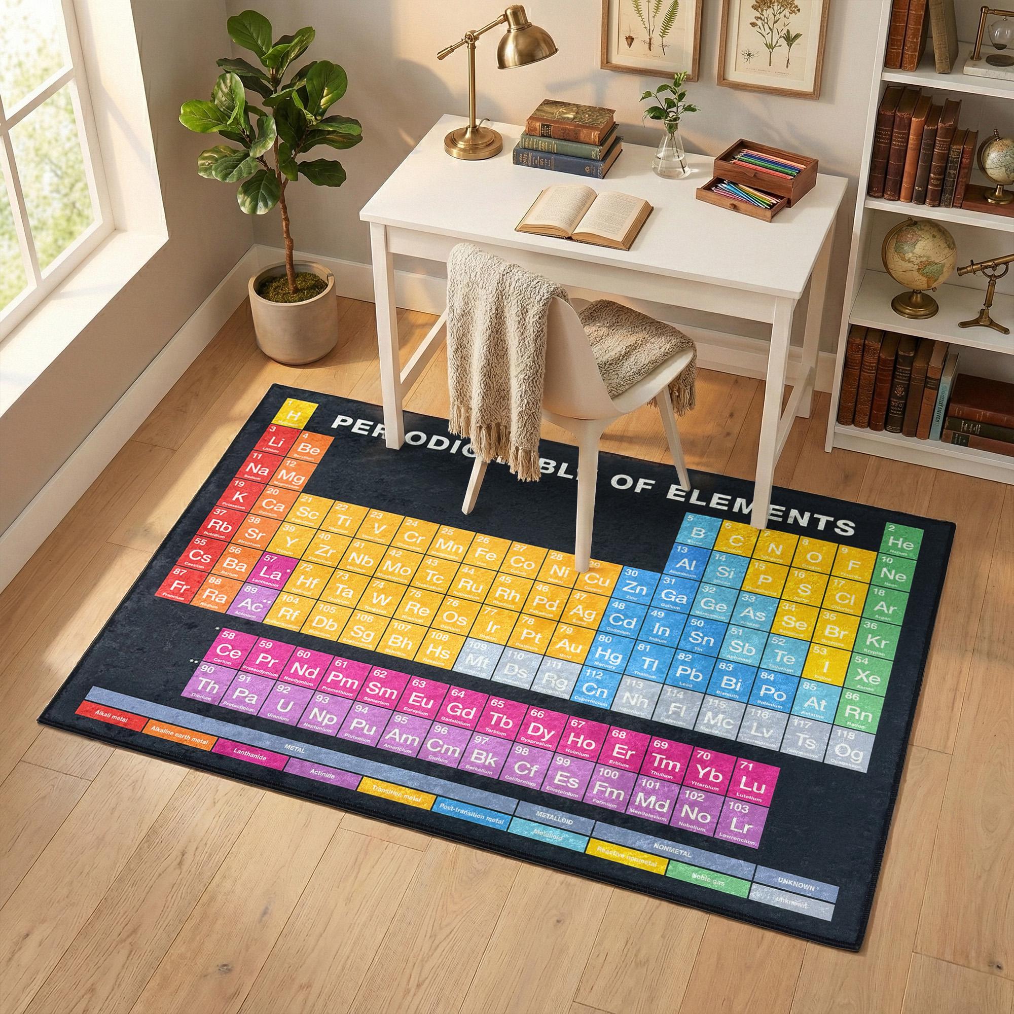 Science Center Rectangle Rug Personalized Periodic Table Rug, Custom Science Carpet for Kids Room ...
