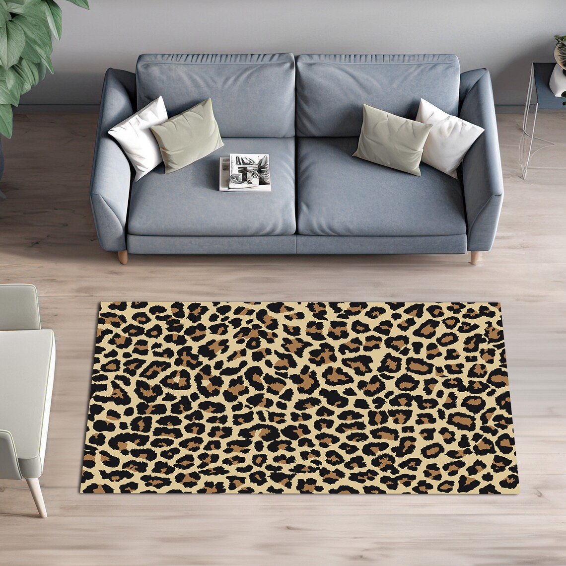Vibrant Leopard Pattern Printed Area Rug Machine Washable, Ecofriendly