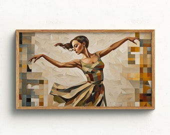 Frame TV Art Digital Download | Beautiful Woman Dancing | Farmhouse Art for TV | Samsung Frame TV Art | Woman Dancer in Neutral Colours