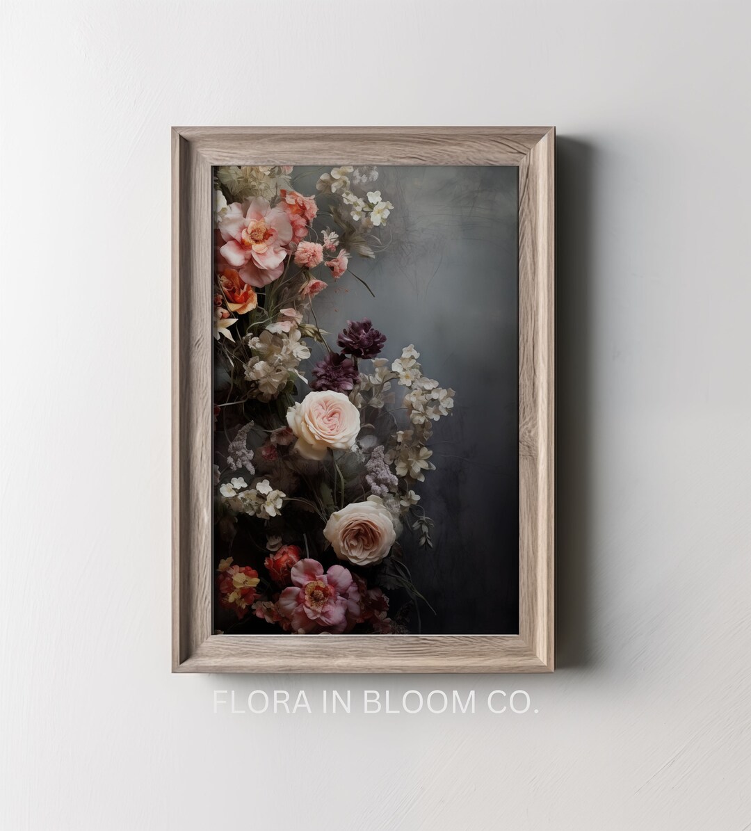 Moody Romantic Floral Wall Art, Flower Painting, Floral Printable Wall Art, Digital Download