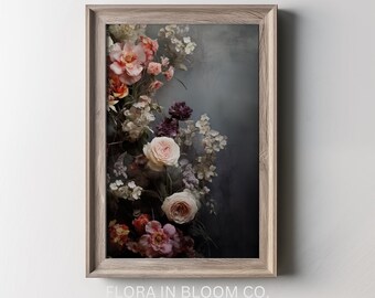 Moody Floral Art Print: Romantic Flower Painting (PDF Download)