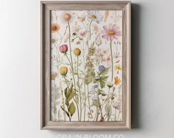 Botanical Flower Illustration Art Print: Cottagecore Floral Wall Decor (Digital Download)