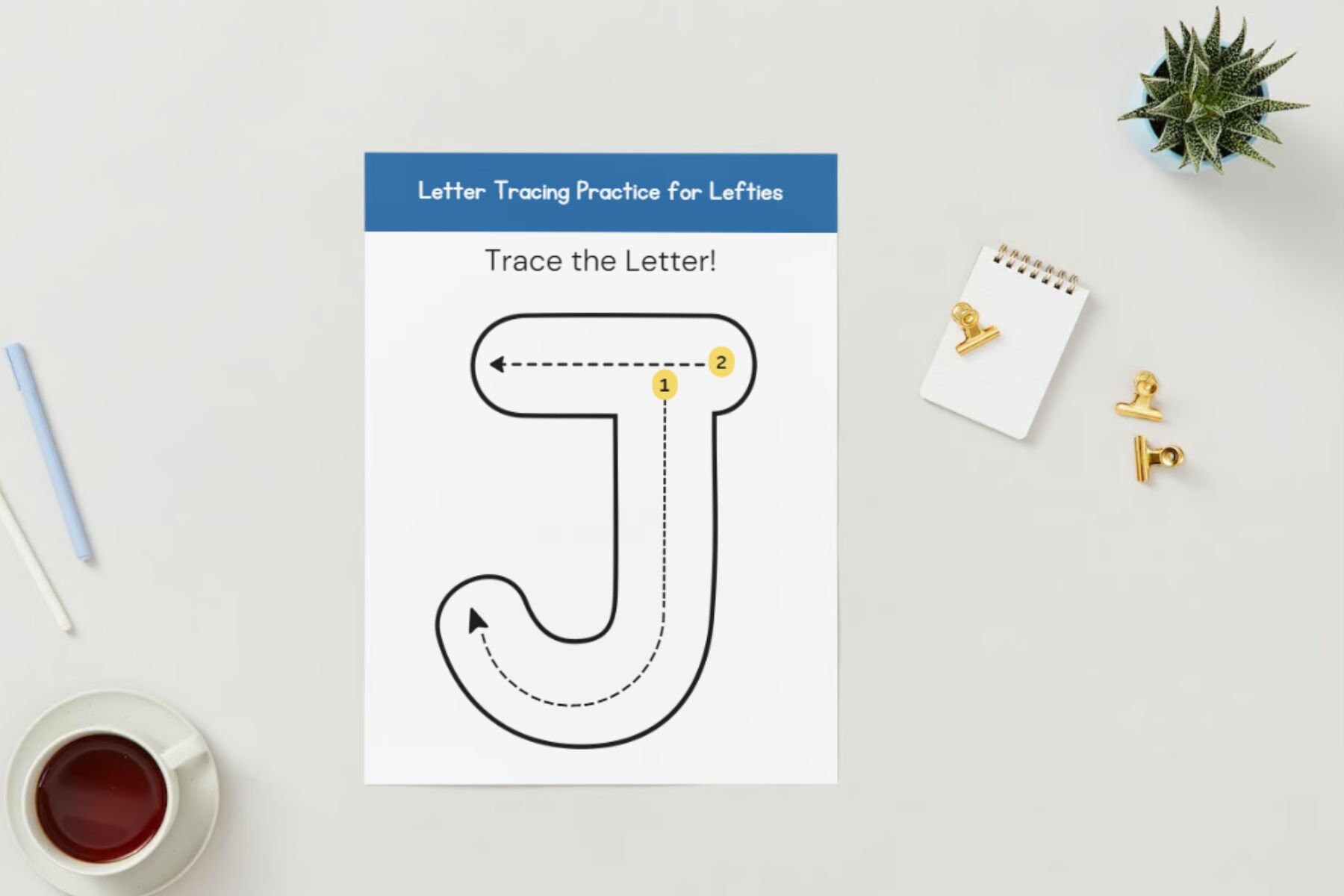 Large Letter Tracing Worksheet for Lefthanded Children for