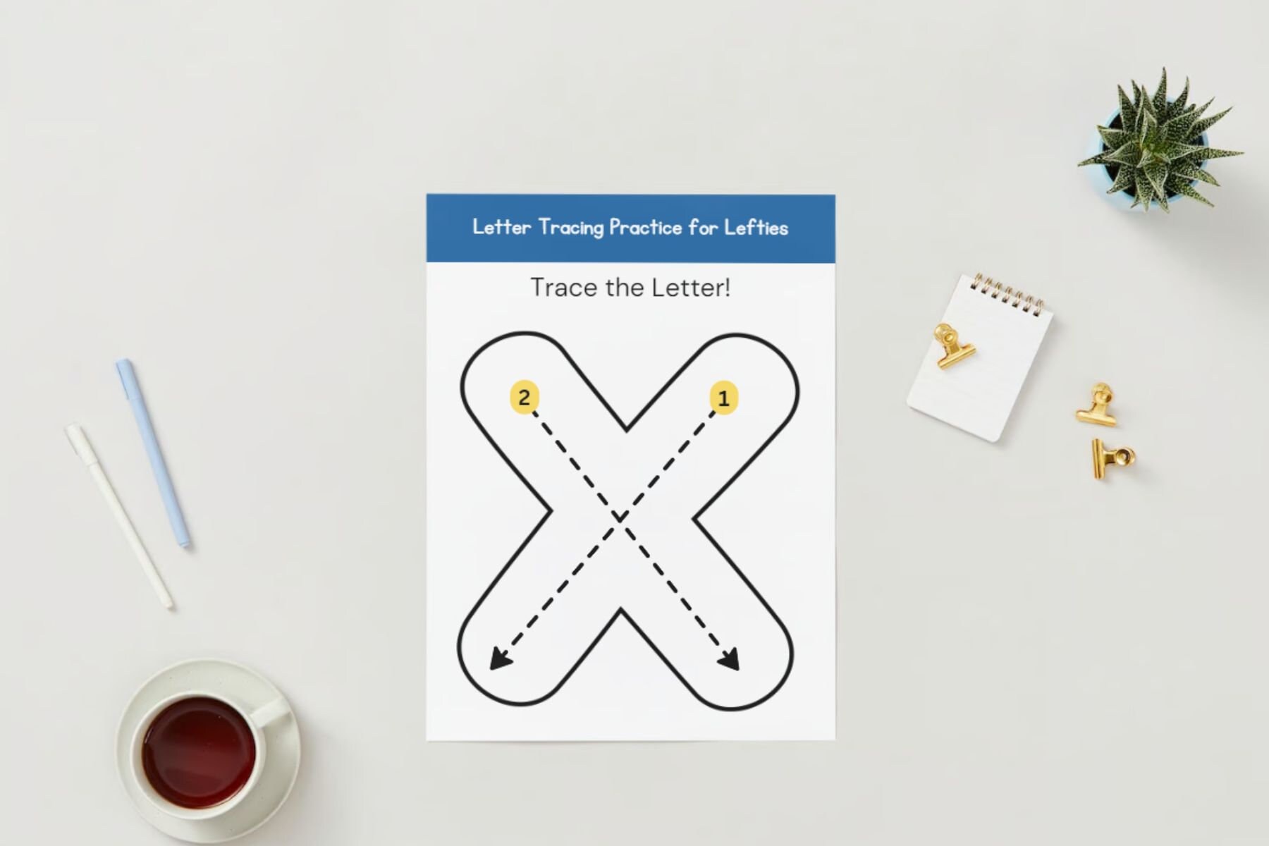 Large Letter Tracing Worksheet for Lefthanded Children for