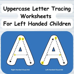 Hoja de trabajo de rastreo de letras grandes para niños zurdos para terapeutas ocupacionales, maestros y padres de la A a la Z