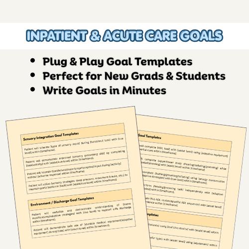 Inpatient Rounding Goals Occupational Therapy Goals | 100+ Goals for Inpatient & Acute Care ...