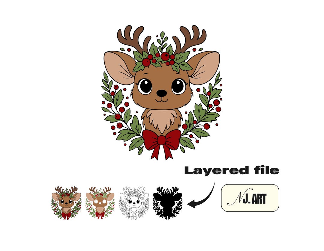 Layered Christmas Reindeer SVG – Holiday Decor Cut File (bonus Font) - Etsy