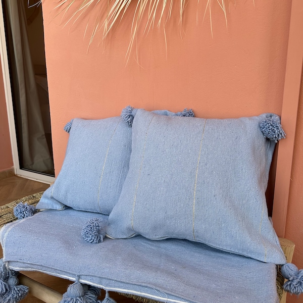 Ensemble Couvre lit et coussins pompom Marocain