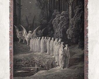 Elders in Purgatorio - Dante's Divine Comedy Throw Blanket - Gustave Dore Cotton Tapestry