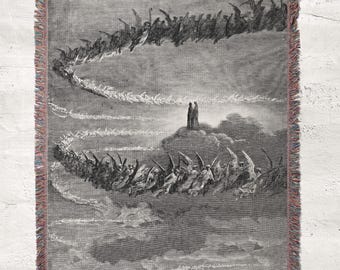 The Spirits In Jupiter, Gustave Dore | Medieval Tapestry, Wall Tapestry, The Divine Comedy Fine Art Blanket