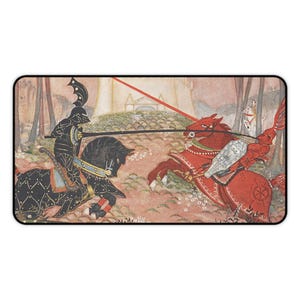 King Arthur: A Knightly Joust Neoprene Desk Mat & Mouse Pad - Arthurian Art Nouveau image 3
