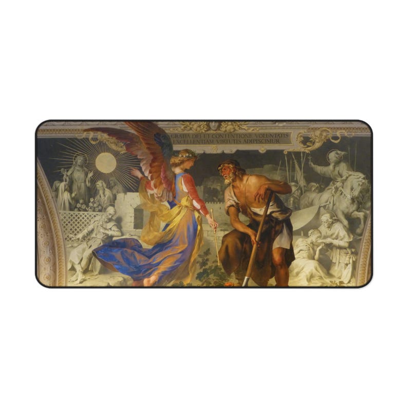 Angel and Farmer (Divine Grace on Human Works) Neoprene Desk Mat - Vatican - Ludwig Seitz image 4
